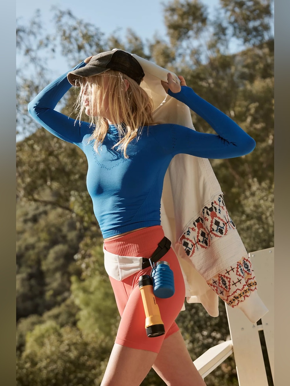 FP: MOVEMENT by FREE PEOPLE GOOD KARMA HIGH-NECK LAYER LONG SLEEVE BLUE XS/S